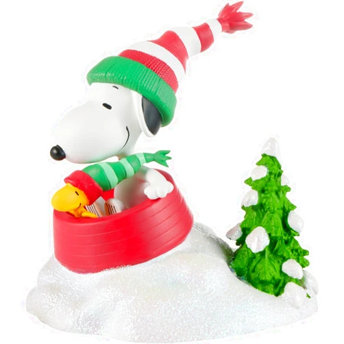 Precious Moments Figurine | Peanuts Snoopy Sledding Figurine | Holiday Decor & Gifts | Hand-Painted