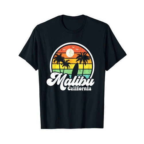 Retro Beach Vacation Summer Quotes Shirts & Gifts Vintage Malibu Beach California CA Surfing Retro Surf Gift T-Shirt