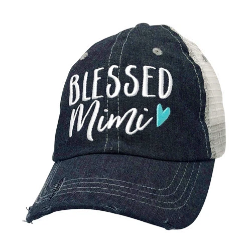 COCOVICI Womens Blessed Mimi Hat | Blessed Miimi Cap | Mimi Gift | Mimi Hat | Grandma Hat 802 Dark Grey