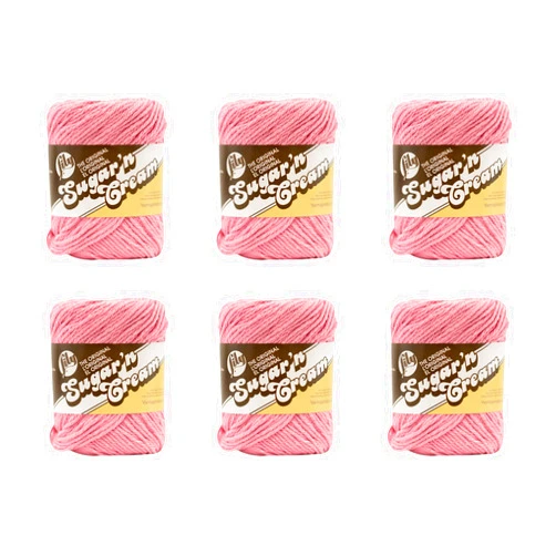 Lily Sugar'N Cream Rose Pink Yarn - 6 Pack of 71g/2.5oz - Cotton - 4 Medium (Worsted) - 120 Yards - Knitting/Crochet
