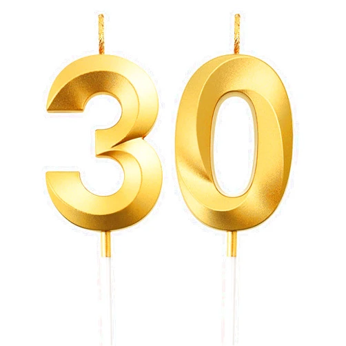 BBTO 30th Birthday Candles Cake Numeral Candles Happy Birthday Cake Topper Decoration for Birthday Party Wedding Anniversary Celebration Supplies(Gold)