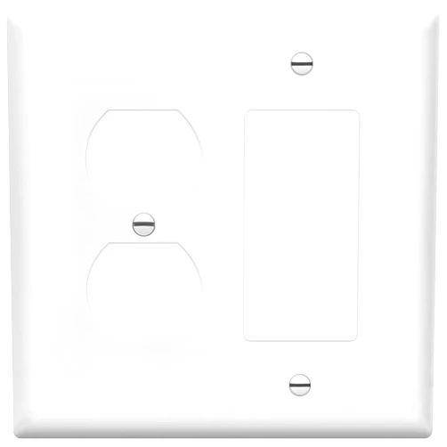 ENERLITES Combination Duplex Receptacle Outlet/Decorator Rocker Light Switch Wall Plate Cover, Midway Size 2-Gang 4.88