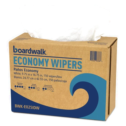 Boardwalk BWK-E025IDW 4-Ply 9-3/4 in. x 16-3/4 in. Scrim Wipers - White (150/Dispenser Pack, 6 Dispenser Packs/Carton)
