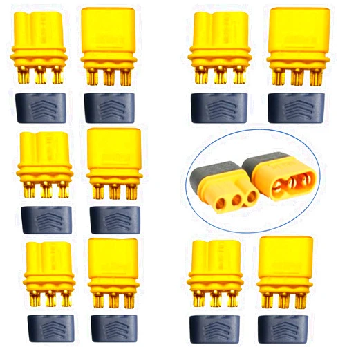 Maihuijia 5Pairs Amass MR30 MR60 Male Female Connector Plug Adapter 2mm Gold Plated Connector with Sheath for RC Lipo Battery (MR30)