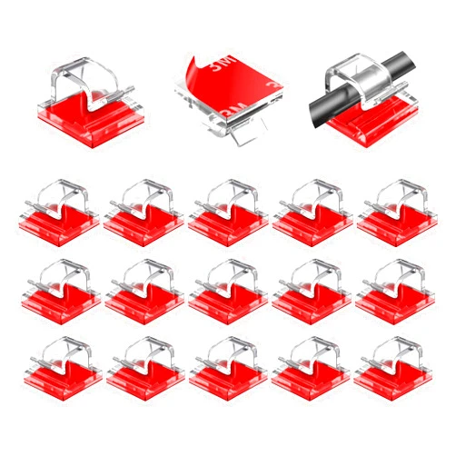 Halsouy Cable Clips 100pcs, Wire Clips, Durable Strong Adhesive Cable Organizer Cord Holder Wire Management (Clear)