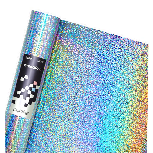 VViViD Mosaic+ Silver Holographic Glitter 1ft x 5ft Crafting Vinyl Crinkle-Free 8yr UV Finish Crafting Vinyl