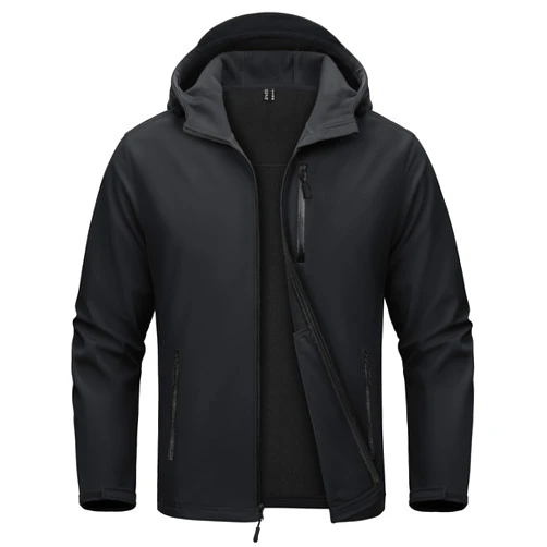 MAGCOMSEN Men's Waterproof Fleece Lined Rain Jacket Lightweight Softshell Raincoat with Hood Winter Hiking Windbreaker