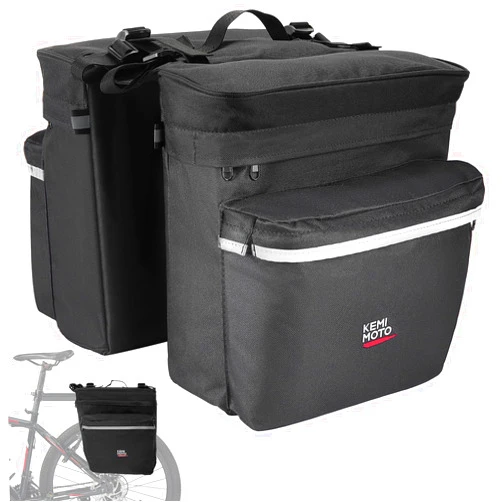 KEMIMOTO Bike Bag Accessories Panniers for Bicycle Rear Rack Bag Upgraded 34L Capacity Storage Saddle Bag Water Resistant Mountain Road Electric Bike Trunk 6 inches Bike Rack Black