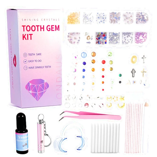 XIHONG Tooth Gem Kit, DIY Crystals Jewelry Kit, 374 PCS Gem 26 Shapes Professional Cool Tooth Gems, Safe and Easy to Get Started