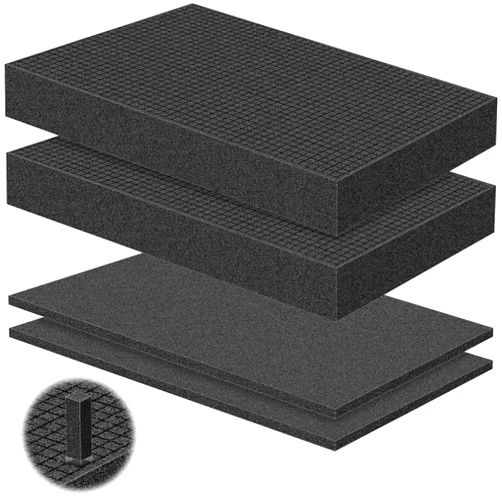 ToLanbbt 4P Pick and Pluck Pre Cubed Foam, 2 Size Customizable Pick Apart Foam Polyurethane Sheets Insert, Pre Cutted Case Foam Pads for Tool Interlock Box Camera Storage (16x12x0.4 in, 16x12x2 in)