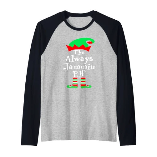 DesignsByKelley Christmas Family Matching Group The Always Jammin Elf Shirt Christmas Group Matching Family Raglan Baseball Tee