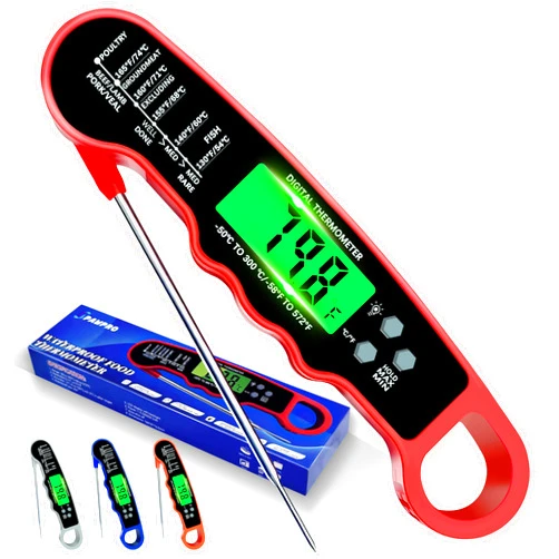 PAWPRO Meat Thermometer Digital, IP67 Waterproof Food Thermometer for Cooking and Baking, Instant Read Meat Thermometer with Backlight, Hold Function & Magnet for Kitchen, Beef, Grill, BBQ, Candy, Turkey