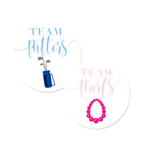 MAGJUCHE Golf Gender Reveal Stickers, 40 2inch Team Pearls Or Putters Boy Or Girl Baby Shower Party Sticker Labels