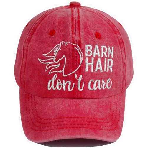 Kamaple Barn Hair Don't Care Hat, Embroidered Adjustable Wash Cotton Baseball Cap, Horse Lovers Gifts for Women Men
