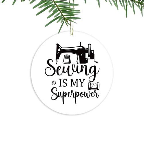 BICUP Stitch Sewing Machine Christmas Ornaments for Mom,Grandma, Sewing Lover,Quilting,Xmas Tree Hanging Ornaments Ceramic Keepsake