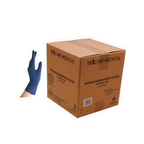 TRICARE MEDICAL Nitrile Exam Gloves, Low Derma, Chemo Drug Tested, Berry Blue, 3.5 Mil (1000, Small)