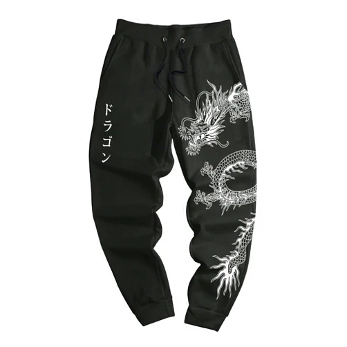 GORGLITTER Men's Graphic Sweatpants Cartoon Print Drawstring Waist Athletic Running Gym Jogger Pants