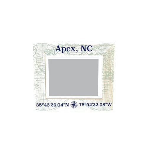 R and R Imports Apex North Carolina Souvenir Wooden Photo Frame Compass Coordinates Design Matted to 4 x 6