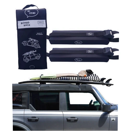 Ho Stevie! Surfboard Car Racks - Padded System, Easy Setup Any Car, ‘No Scratch’ Buckles - Strap Up to 3 Boards to Car Roof
