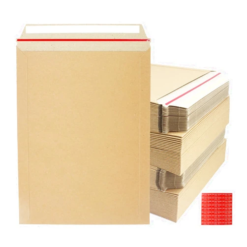 Zmybcpack 100 Pack 9X12 inch Self Seal Photo Document Mailers Stay Flat Kraft Cardboard Envelopes Photography Rigid Mailers for CD, Photos, Document (Kraft Brown)