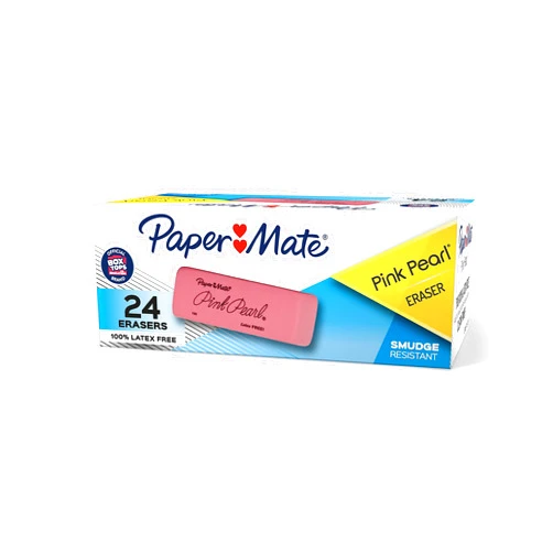 Paper Mate Pink Pearl Erasers, Medium, 24 Count