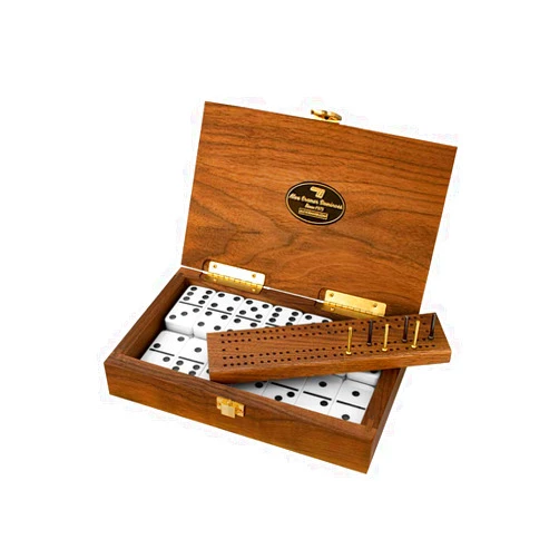 Alex Cramer Company Alex Cramer 'Cabin Club' Classic Domino Set with Black Walnut Case - Premium Quality 28 Indestructible Double Six Dominoes (Double 6 Dominos Set)