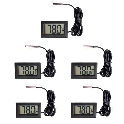 HiLetgo 5pcs Digital LCD Thermometer Temperature Digital LCD Fridge Thermometer Water Temperature with Probe Fahrenheit