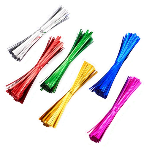 PH PandaHall Pandahall 2400pcs 4.7” Metallic Twist Ties 6 Colors Plastic Cable Ties for Bread Candy Cake Pops Gift Bags Wedding Party Decoration