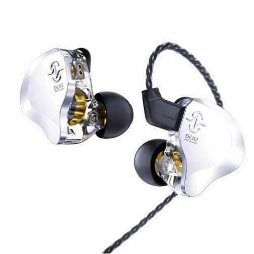 Kinboofi CCZ Solo Silver In Ear Monitor Wired IEM Headphone, DC02 Dual Magnetic Circuit DD HIFI Earphones, Professional Hifi Earphone, Stereo Sound Earbuds, With MIC
