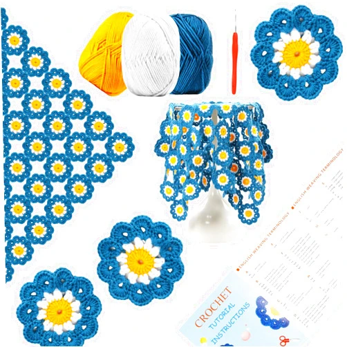 Aoyom Crochet Set for Crochet Blanket Crochet Kit for Beginners Included Instructions with Step-by-Step Video Tutorials and Paper Illustrations for Throw Blanket Tablecloth Throw Sofa Cover