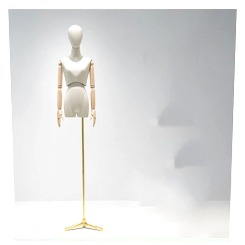 CRUSIO Mannequin Body Female for:Stores Clothing Display Adjustable Mannequin Body with Black/Silver/Gold Metal Base (Size : F)