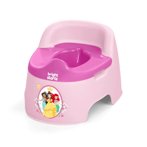 Bright Starts Disney Princess Full Comfort Potty Training Toilet, Easy Clean Removable Bowl, Splash Guard, High Back for Comfort & Stability, Toddlers up to 50 lbs