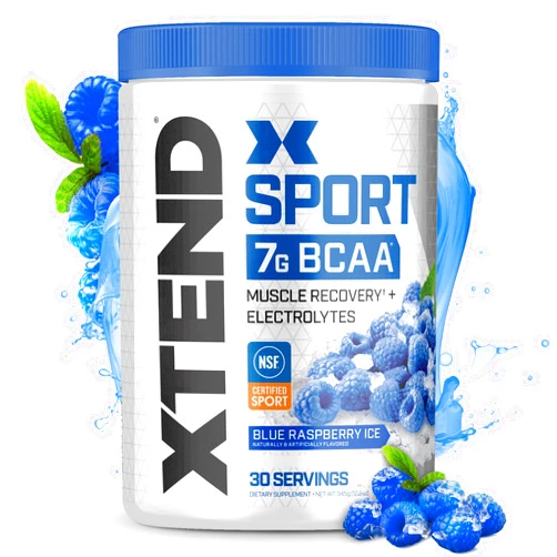 Scivation XTEND Sport BCAA Powder Blue Raspberry Ice - Electrolyte Powder for Recovery & Hydration with Amino Acids - 30 Servings