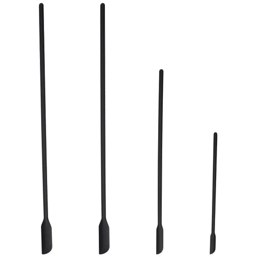 SUMERSHA 4pcs Mini Silicone Spatula Set, 3 Size Makeup Spatula Small Rubber Spatula for Thin Jar Skinny Openings Bottles, Tiny Scraper for Kitchen and Cosmetic, Multipurpose Scraping Mixing Tools (Black)