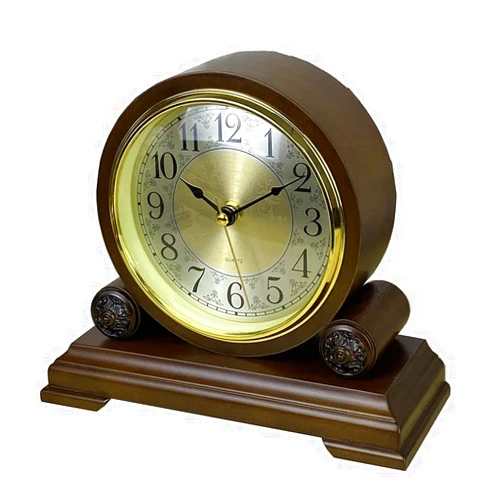 CHIRAY Mantel Desk Clock Battery Operated - Wooden Chime Mantle Clock for Living Room Decor Above Fireplace Mantel, Office, Shelf & Home Décor Gift - Silent Wood Table Clock - Easy to Read 9x8.5 Inch