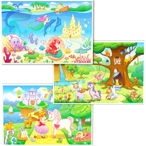 HomeWorthy Disposable Placemats for Baby - Girls Designs Toddler Placemat That Sticks to Tables at Restaurants - (Assorted 40 Pack with 3 Designs)