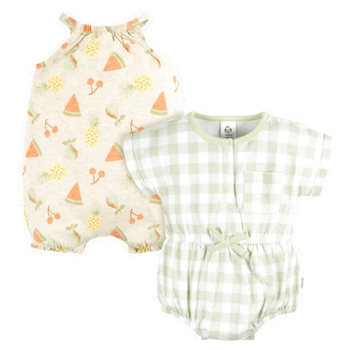 Gerber Baby Girls' Sleeveless and Short Sleeve Romper Set