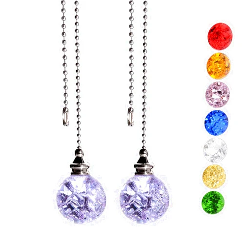 SUR-CIEL 2PCS Ceiling Fan Pull Chain, Ceiling Fan Pull Chain Extender, Pull Chains for Ceiling Fans and Lights, Light Pull Chain Extension with 21 Inches Ball Beaded Pull Chain, Purple