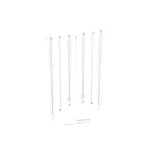 Ausalivan Necklace Holder Organizer,Small Jewelry Storage Display Stand for Women and Men,Multi-functional Bracelet Hanger with Space-saving Design (White)