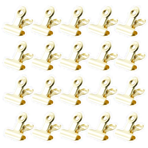 Bonsicoky 30 Pcs Metal Bulldog Clips, Bull Binder Paper Clips for Tags Shops, Office and Home, Gold, 22mm