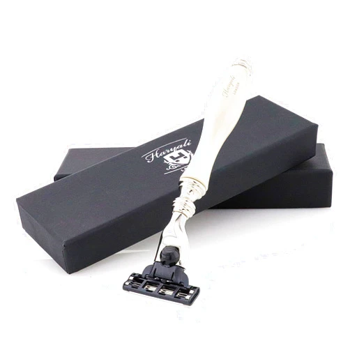 Haryali London Hand Assembled Ivory 3 Edge Stunning Shaving Razor