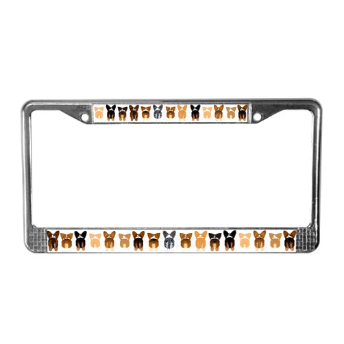 CafePress Both Corgi Butts License Plate Frame Chrome License Plate Frame, License Tag Holder