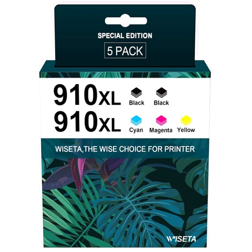 Wiseta Compatible Ink Cartridge Replacement for HP 910XL (Black, Cyan, Magenta, Yellow 5 Pack)