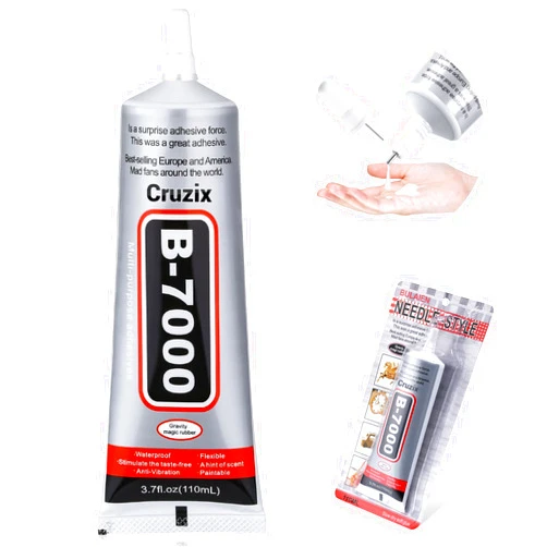 Cruzix B7000 Jewelry Bead Glue for Jewelry Making, Clear 3.7 fl oz B7000+Plus Multipurpose Super Adhesive Glue for Rhinestone Crafts Fabric Metal Stone Nail Art Wood Glass (110 ml/ 3.7oz)
