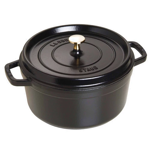 STAUB Cast Iron Roaster/Cocotte, Round, 5 L, Black, 26 cm