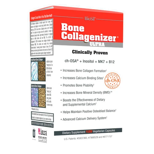 Natural Factors BioSil by Natural Factors, Bone Collagenizer Ultra, Supports Bone Mineral Density and Strength, Collagen Generator, 120 Vegetarian Capsules (60 Servings) 120 Count (Pack of 1)