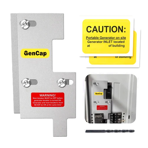 GenCap Generator Interlock Kit Compatible with GE General Electeric Breaker Panels with Single Vertical Throw Main, for Safe Usage of Portable Power During Outage