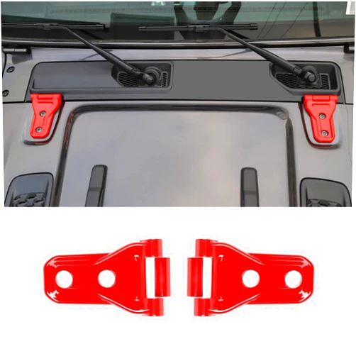 SQQP Hood Hinge Cover Decoration Trim Exterior Cover Kit Fit for 2018-2024 Jeep Wrangler JL JLU & Gladiator JT(Red)