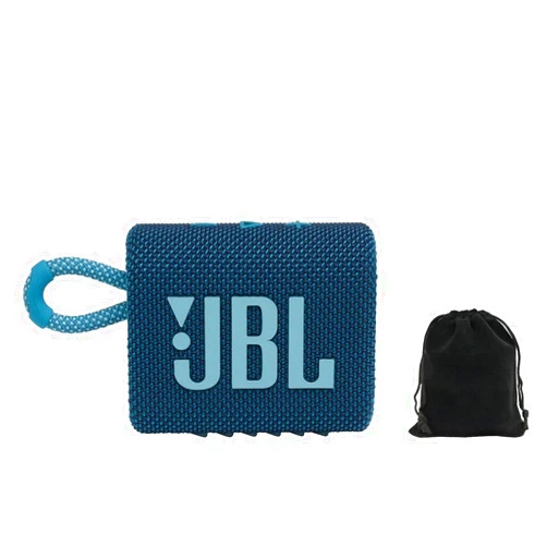 JBL Go 3 - for Portable Use - Speaker with Bluetooth - Built in Battery Waterproof and Dustproof - Blue - Includes Storage Pouch