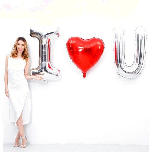 Giga Gud 40 Inch I LOVE YOU Alphabet Letters Foil Balloons Set for Valentines Day,Propose Marriage,Wedding Party,Anniversary Backdrop Party Supplies for her,girlfriend (I U)
